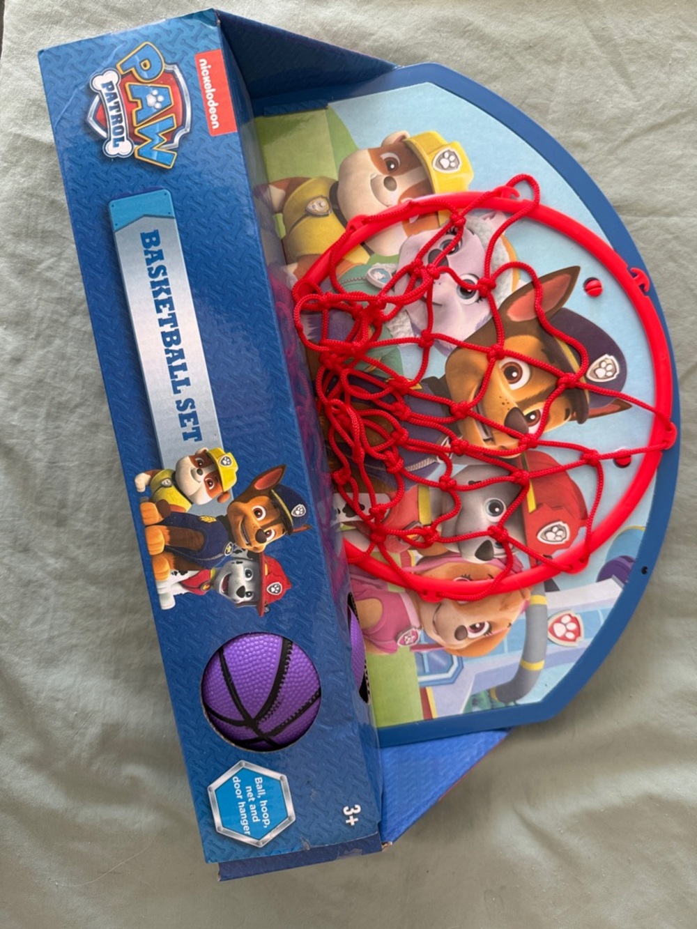 Paw Patrol Blue Backboard Basketball Set with Red Net and Purple Ball